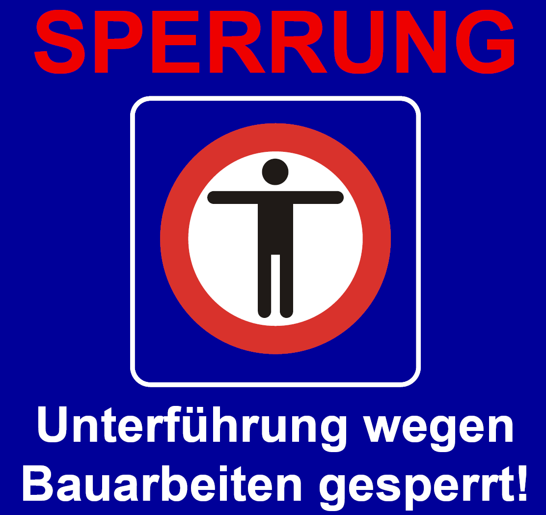 Sperrung Unterf&uuml;hrung Sch&uuml;tzenweg Bahnhof Balsthal vom 8. bis 23. September wegen Bauarbeiten